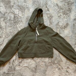 Olive Green Cropped Hoodie